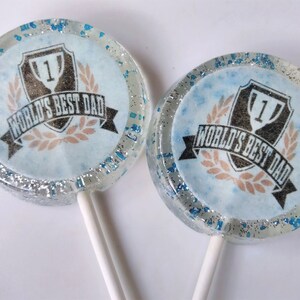Father&#39;s Day Lollipop, World&#39;s Best Dad Lollipops Set of 6, Souvenir Lollipops, Edible Image, Custom Party Favors, Dad&#39;s Birthday Favors