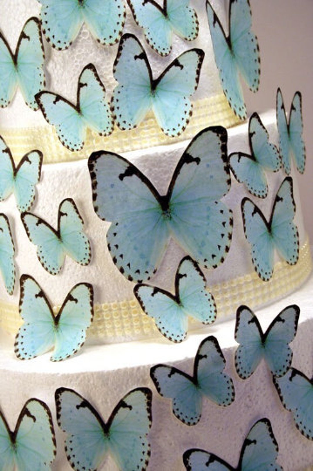 Edible Butterfly Cake Decorations, Pastel Blue Edible Butterflies, Set