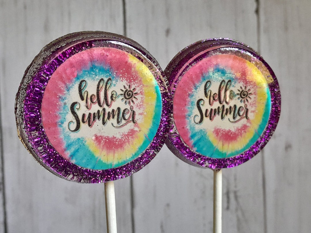 Hello Summer Tie Dye Lollipop, Summer Party Set of 3, Souvenir