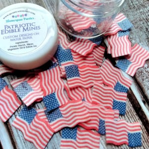 Mini American Flag Cake Decorations, Drink Topper, Cocoa Bomb Sprinkles, Wafer Paper Sprinkles, Edible Cake Decorations, Drink Decorations