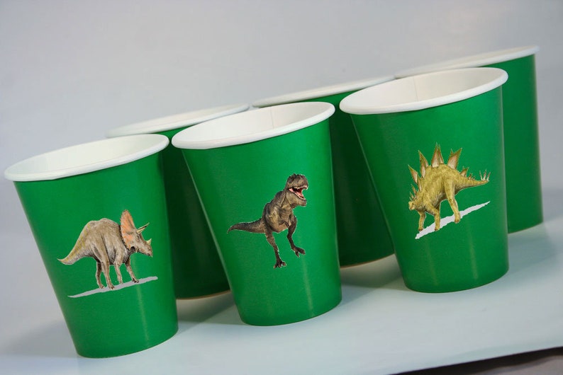 Paper Party Cups Dinosaur Party Custom Party Decor Set of 12 Party Cups Jurassic Dinosaurs Dinosaur Party Cups Jurassic Party Decor