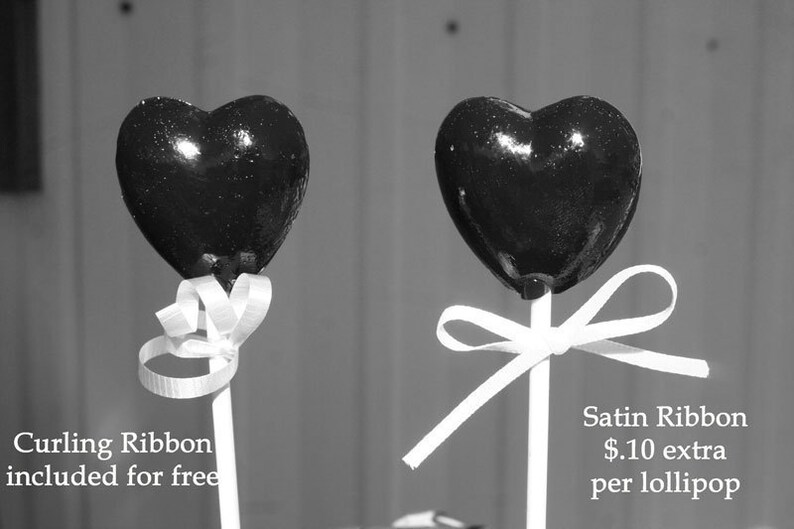 Valentine's Day Black and Purple Hearts Wedding Favor Lollipops, 6 Lollipop Pack Valentine's Day Black Wedding Favors, Purple Wedding Favors image 2