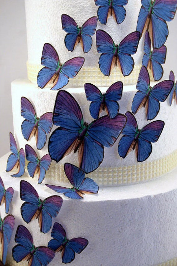Farfalle Blu in cialda commestibile 29 pezzi