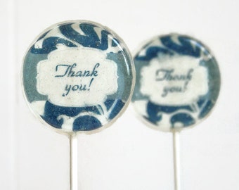 Navy Blue Wedding Favor Lollipops, Navy Blue Thank You Wedding Favors Set of 30 Edible Image Lollipops, Navy Blue Wedding Favors, Grey Favor