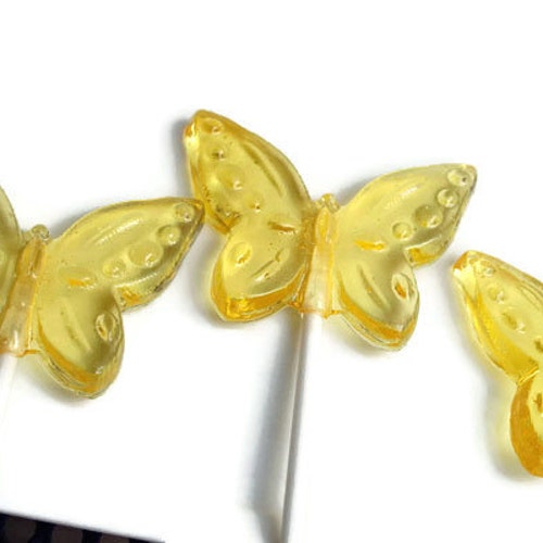 Yellow Butterfly Lollipops Hard Candy Wedding Favors 4 Etsy