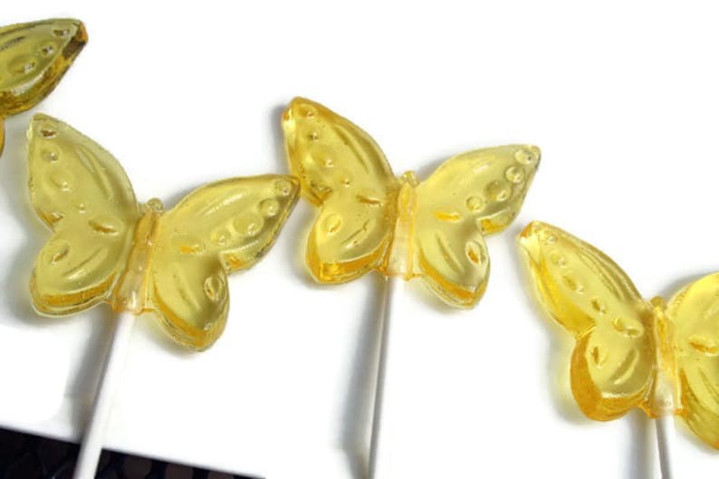 Yellow Butterfly Lollipops Hard Candy Wedding Favors 4 Etsy