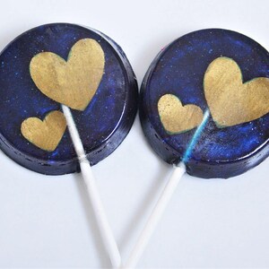 Navy and Gold Party Favor Lollipops, Valentine&#39;s Day Party Favors, Valentine&#39;s Treats, 50 Edible Image, Wedding Favor Lollipops, Navy