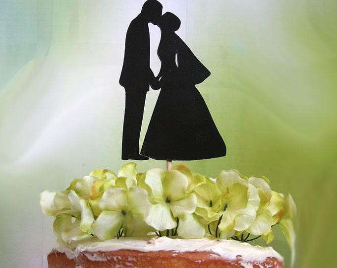 Whimsical Ethnic Couple Cake Topper - Just One Kiss main image 1