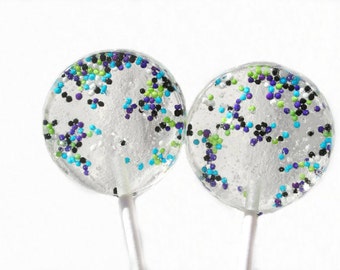 Galaxy Confetti Wedding Favor Lollipops - Hundreds and Thousands Candy Confetti Sprinkle - 12 Lollipop Pack- Wedding Favors, Party Favors