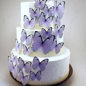 Edible Butterfly Cake Decorations, Pastel Purple Edible Butterflies, Set of 24 DIY Cake Decor, Edible Cake Decorations, DIY Wedding Cake