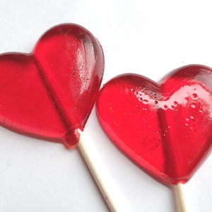 Red Hearts Wedding Favor Lollipops Valentines Day Hard Candy 6 Lollipop Pack Birthday Party, Wedding Favors, Party Favors image 1