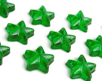Hard Candy Stars - Apple Flavor Emerald Green - 15 Candy Pack - Cake Decorations, Wedding Favors, Party Favors