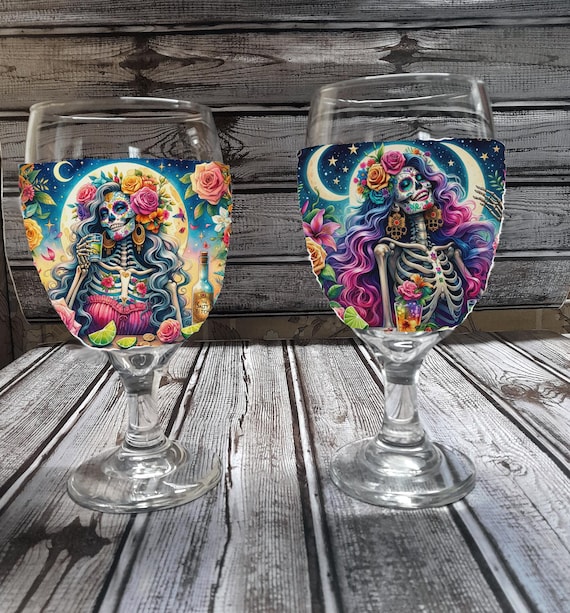 Sugar Skull Skeleton Wine Glass Sleeve, the Original Woozies, No More  Sweaty Wine Glass, Mother's Day Gift, House Warming Gift, Bachelorette -  Etsy