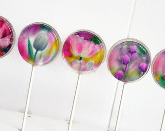 Tulips Wedding Favor Lollipops Pink, Purple, Yellow, White, Green Set of 50, Edible Image Lollipops, Summer Wedding Favors, Summer Party