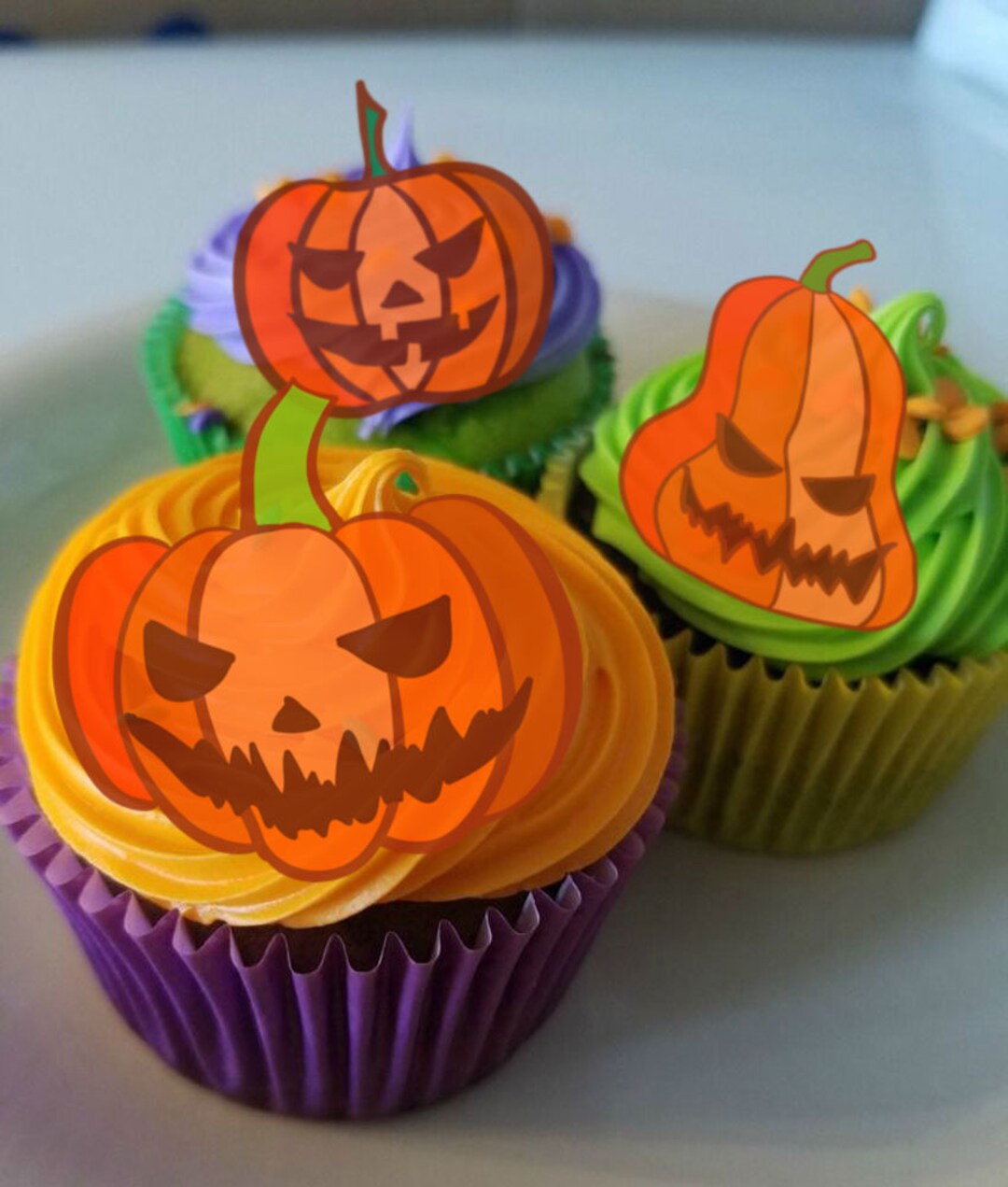 Edible Halloween Cake Decorations, Scary Pumpkins, Cupcake and Cake Toppers, Edible Cake