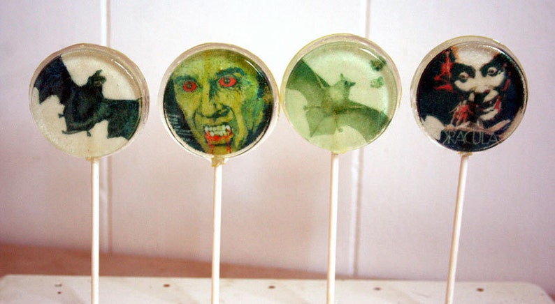 Halloween Party Wedding Favor Lollipops, Vampire, Dracula and Vampire Bats, Set of 8, Edible Image Lollipops, Halloween Wedding, Custom image 2