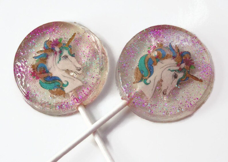 Unicorn Party Favor Lollipops, Unicorn Party Favors, 50 Edible Image Lollipops, Unicorn Childs Birthday Party Favors, Unicorn Wedding Favors image 2