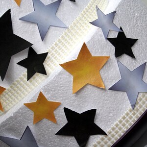 Edible Stars Cake Decorations, New Years Eve Cake Decorations, Set of 24 DIY Cake Decor, Edible Cake Decorations, NYE Wedding Black and gold image 2