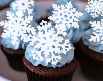 Edible Snowflakes Cake Decorations, Winter Freezing Snowflakes, Cupcake and Cake Toppers,  Edible Cake Decorations, Christmas Cupcake Decor