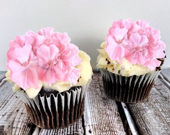 Fiori commestibili rosa decorazioni per torte, fiori primaverili rosa, cupcake e cake Toppers, decorazioni per torte commestibili, decorazioni primaverili, torta floreale