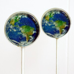 Piruletas del favor de la boda del planeta tierra, favores de la boda mundial conjunto de 30 piruletas de imágenes comestibles, favores de la fiesta de celebración, favores de la madre naturaleza