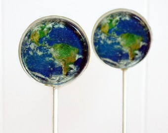 Planet Earth Wedding Favor Lollipops, World Wedding Favors Set of 6 Edible Image Lollipops, Celebration Party Favors, Mother Nature Favors