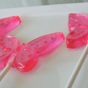 Pink Butterfly Lollipops - Hard Candy Wedding Favors - 4 Lollipop Pack - Cake Decorations, Wedding Favors, Party Favors, Sweet Sixteen image 2