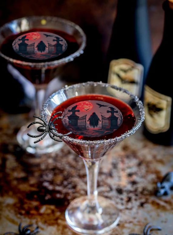 Edible Halloween Drink Decorations, Spooky Graveyard, Drink Toppers, Edible Drink Decor, Fall Decorations, Halloween Party Beverages