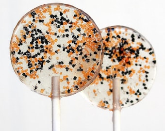 Orange and Black Wedding Favor Lollipops, Halloween Wedding, 6 Lollipop Pack Halloween Party Favors, Orange and Black Wedding Party Favors