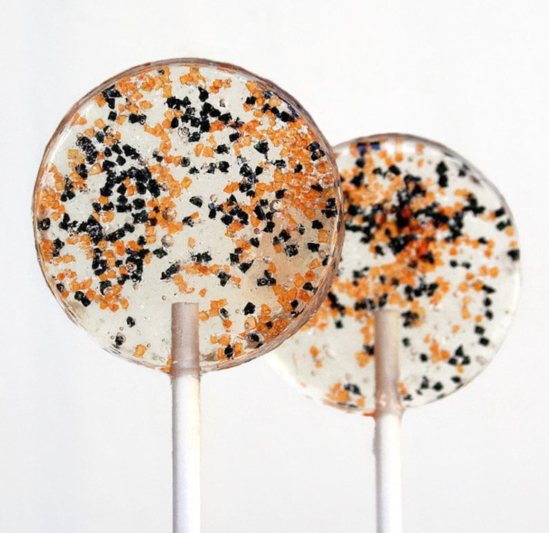 Orange and Black Wedding Favor Lollipops, Halloween Wedding, 6 Lollipop Pack Halloween Party Favors, Orange and Black Wedding Party Favors image 1