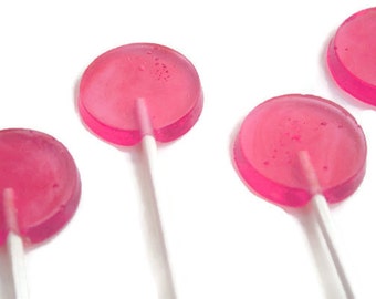 Pink Wedding Favor Lollipops - Flat Round Hard Candy  - 6 Lollipop Pack - Cake Decorations, Wedding Favors, Baby Shower Favors, Party Favors