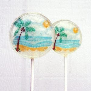 Beach Wedding Favor Lollipop, Tropical Wedding Set of 6, Souvenir Lollipops, Edible Image, Custom Wedding Favors, Beach Wedding Favors