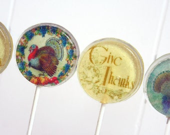 Thanksgiving Favor Lollipops, Vintage Thanksgiving, Country Thanksgiving, Set of 10, Edible Image Lollipops Fall Wedding Favors Thanksgiving