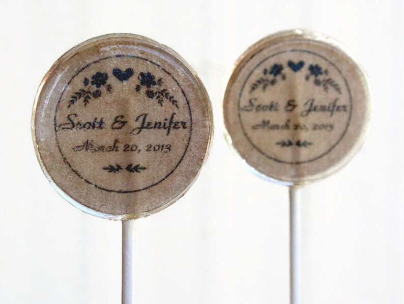 Rustic Wedding Favor Lollipops Country Wedding Set Of 6 Etsy