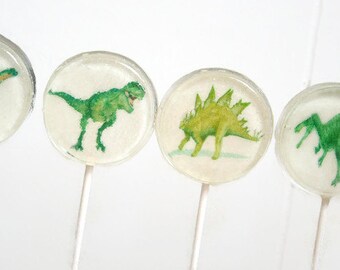 Jurassic Dinosaur Party Favor Lollipops, Jurassic Party Favors Set of 6, Edible Image Lollipops, Boy Birthday Party Favors, Dinosaur Candy