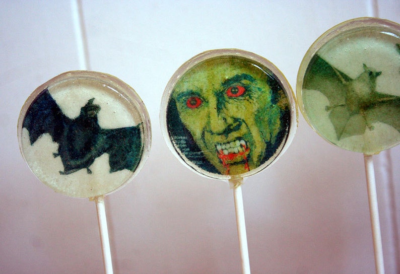 Halloween Party Wedding Favor Lollipops, Vampire, Dracula and Vampire Bats, Set of 8, Edible Image Lollipops, Halloween Wedding, Custom image 4