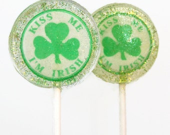 St. Patrick's Day Kiss Me I'm Irish Wedding Favor Lollipops Set of 6, Edible Image, Custom Wedding Favors Lollipops, Celtic Wedding Favors