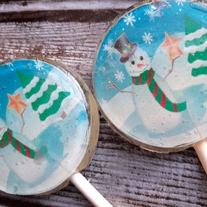 Winter Wonderland Wedding Favor Lollipops, Set of 6, Frozen Party Favor Winter Party Favor, Winter Wedding Favor, Blue Wedding Favor Snowman image 2