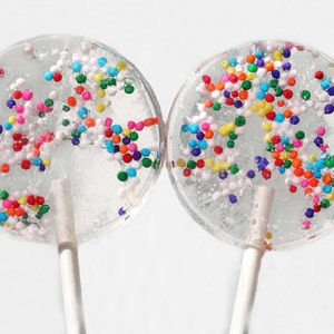 Confetti Wedding Favor Lollipops - Hundreds and Thousand Candy Confetti Sprinkles - 6 Lollipop Pack- Wedding Favors, Party Favors, Polka Dot