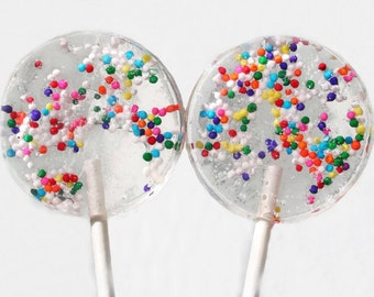 Confetti Wedding Favor Lollipops - Hundreds and Thousand Candy Confetti Sprinkles - 6 Lollipop Pack- Wedding Favors, Party Favors, Polka Dot