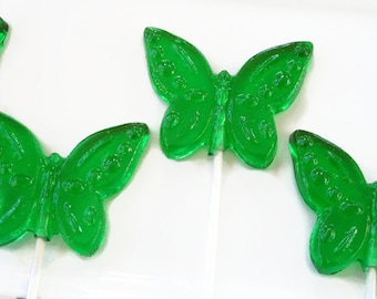 Green Butterfly Wedding Favor Lollipops - Spring Wedding Favor  - 4 Lollipop Pack -  Cake Decorations, Wedding Favors, Party Favors