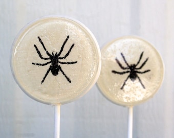 Halloween Spider Wedding Favor Lollipops,  Set of 5, Hand Painted Edible Image, Halloween Party Favors, Gothic Wedding Favors