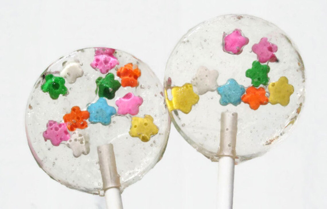 Flowers Wedding Favor Lollipops Hard Candy With Candy Etsy