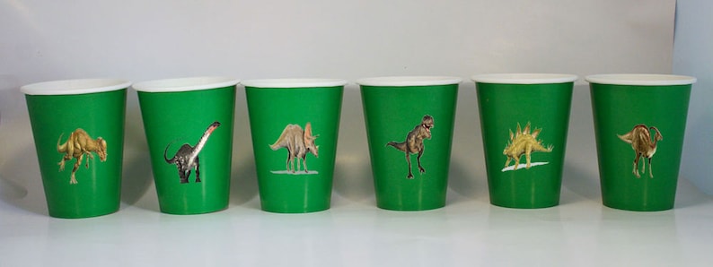Paper Party Cups Dinosaur Party Custom Party Decor Set of 12 Party Cups Jurassic Dinosaurs Dinosaur Party Cups Jurassic Party Decor