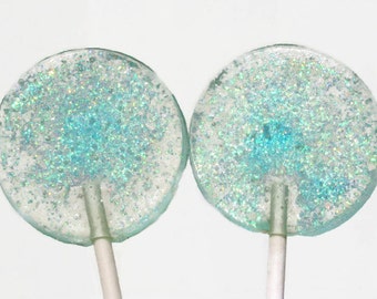 Blue Wedding Favor Lollipops - Light Blue Edible Glitter - 12 Lollipop Pack - Blue Wedding Favors, Party Favors, Boy Baby Shower Favors