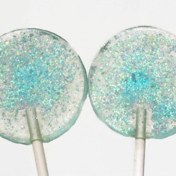 Blue Wedding Favor Lollipops - Light Blue Edible Glitter - 12 Lollipop Pack - Blue Wedding Favors, Party Favors, Boy Baby Shower Favors