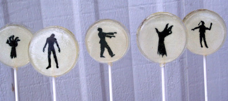 Halloween Party Wedding Favor Lollipops, Zombies, Walking Zombies, Set of 40, Zombie Hands Edible Image Lollipops, Halloween Wedding, Custom image 3