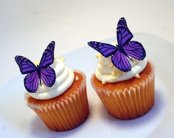 Edible Butterflies Wedding Cake Topper, Purple Monarch Edible Butterflies DIY Cake Decor, Edible Cake Decorations, Cupcake Toppers