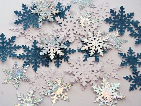 Snowflake Table Confetti, Winter Wedding Table Decor, Christmas