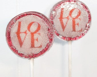 Valentine's Day LOVE Wedding Favor Lollipops Set of 6, Edible Image, Custom Wedding Favors Lollipops, Stacked Love, Love Wedding Favors, Red